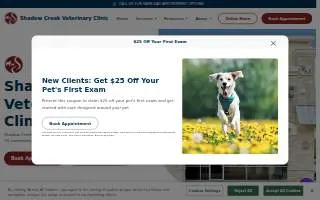 Shadow Creek Veterinary Clinic website