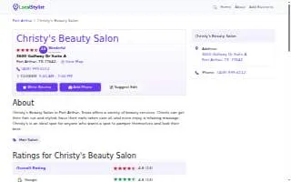 Christy's Beauty Salon website