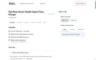 Yale New Haven Health Urgent Care Orange website