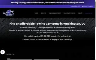 Recovery 1 Towing LLC of Washington website