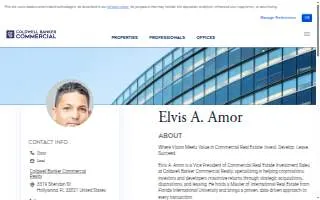 Elvis ( Real Estate Commercial Investment Strategist) A Amor, PA MSIRE Coldwell Banker Commercial Realty website