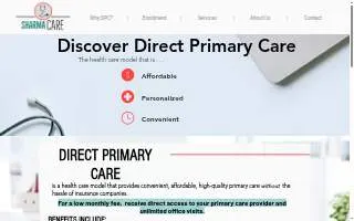 SharmaCare Direct Primary Care website