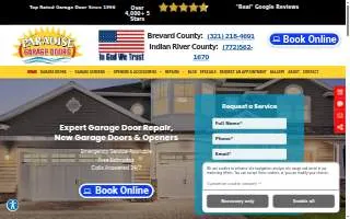 Paradise Garage Doors of Merritt Island website