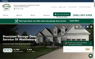Precision Garage Door Service of Jacksonville website
