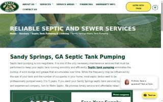 Metro Septic Pumping website