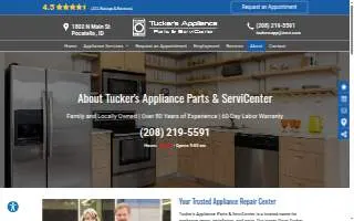 Tucker's Appliance Parts & ServiCenter website