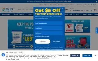 Leslie's Pool Supplies website