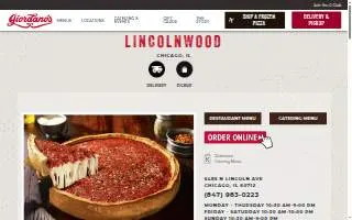 Giordano's of Lincolnwood website