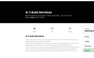 A-1 Auto Services of Indianapolis website