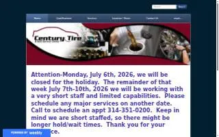 Century Tire & Auto Service website