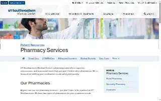 UT Southwestern University Hospital Retail Pharmacy website