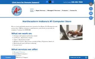 A Plus Computers of Fort Wayne website