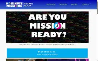 60 Minute Missions Escape Room of Greensburg website