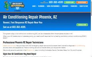 Desert Diamond Air Cooling & Heating website