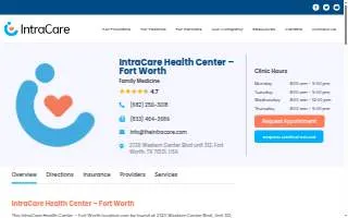IntraCare Health Center - Fort Worth website