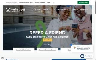 Mainstreet Credit Union website