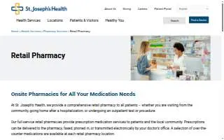 St. Joseph’s Health Retail Pharmacy (Main Lobby) website