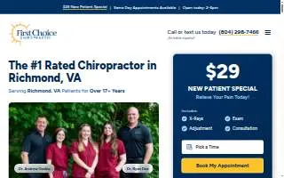 First Choice Chiropractic of Richmond website