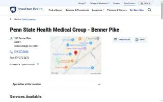 Penn State Health Medical Group - Benner Pike website
