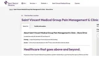 Saint Vincent Medical Group: Pain Clinic website