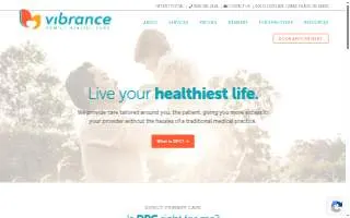 Vibrance Family Health + Care website