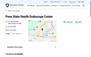 Penn State Health Endoscopy Center website