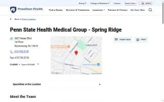 Penn State Health Medical Group - Spring Ridge website