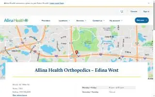Allina Health Orthopedics – Edina West website