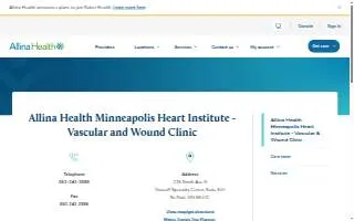 Allina Health Minneapolis Heart Institute – Vascular & Wound Clinic website