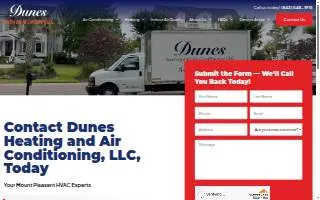 Dunes Heating and Air Conditioning of Mt Pleasant website