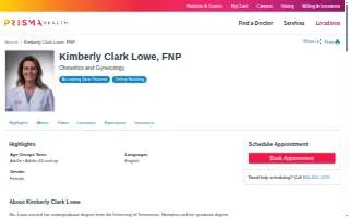 Kimberly Clark Lowe, FNP website