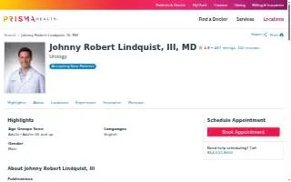 Johnny Robert Lindquist, III, MD website