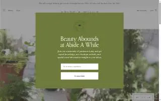 Abide A While Garden Boutique website