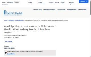 Participating In Our DNA SC Clinic: MUSC Health West Ashley Medical Pavilion