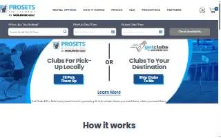 Prosets Premium Golf Club Rentals website