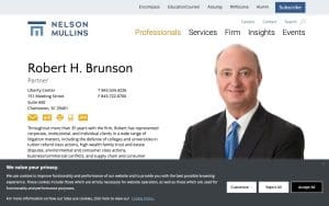 Nelson Mullins Riley & Scarborough: Robert H. Brunson