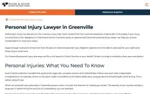 Auger & Auger Accident and Injury Lawyers of Greenville website