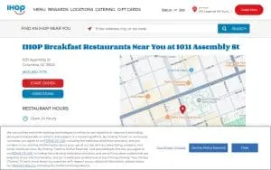 IHOP of Columbia website