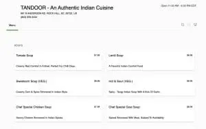 Tandoor Indian Cuisine website