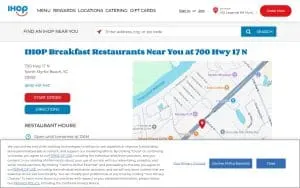 IHOP of North Myrtle Beach website