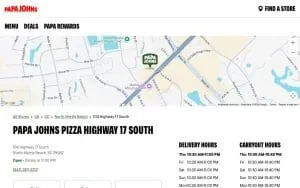 Papa Johns Pizza of North Myrtle Beach website