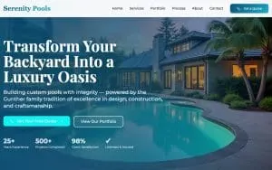 Serenity Pools & Spas website