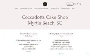 Coccadotts Cake Shop-Myrtle Beach website