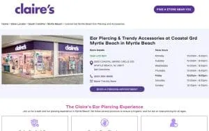 Claire's of Myrtle Beach website