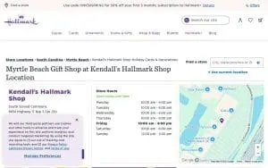 Kendall's Hallmark Shop website