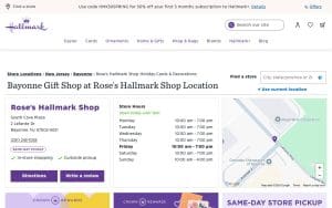 Rose's Hallmark Shop website