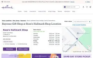 Rose's Hallmark Shop website