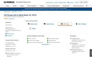 U-Haul Moving & Storage of Myrtle Beach website