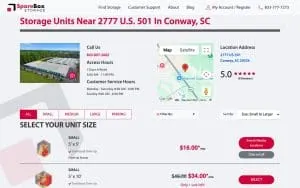 SpareBox Storage of Conway website