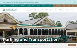 Coastal Carolina University Transportation Services website